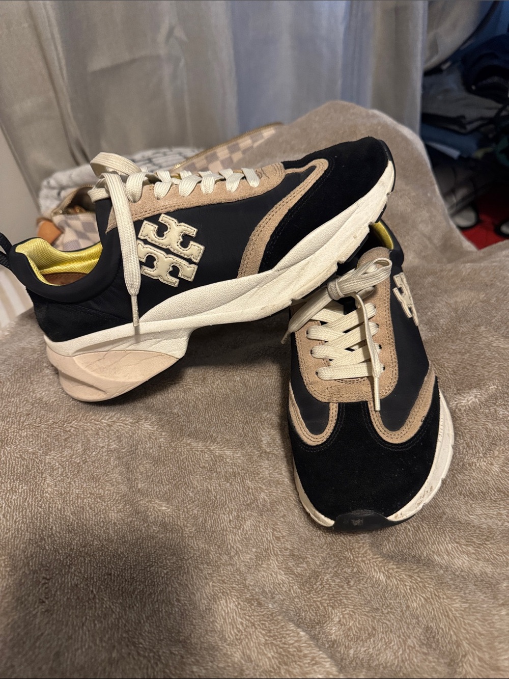 Tory Burch Black and Tan Men's Chunky Runner Sneakers
